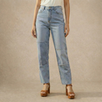 Straight-Leg Patch Jeans