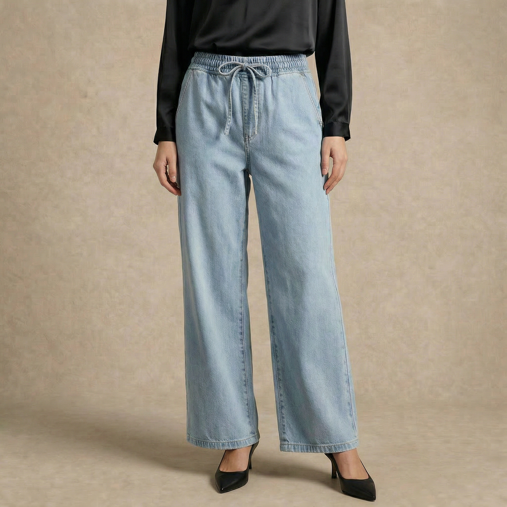 Ladies Denim Trousers with Drawstring