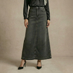 Denim Maxi A-Line Skirt