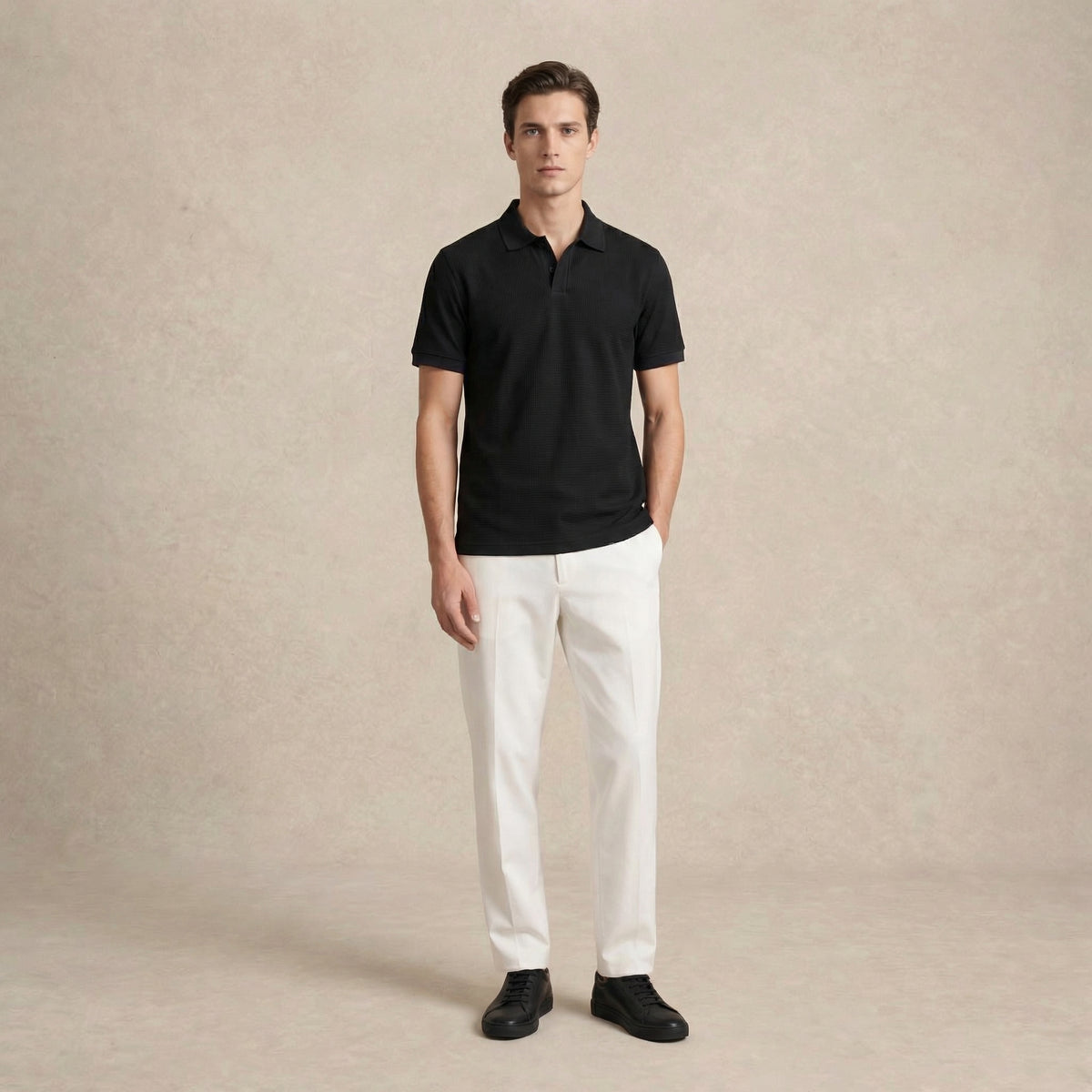 Men's Textured Polo T-Shirt