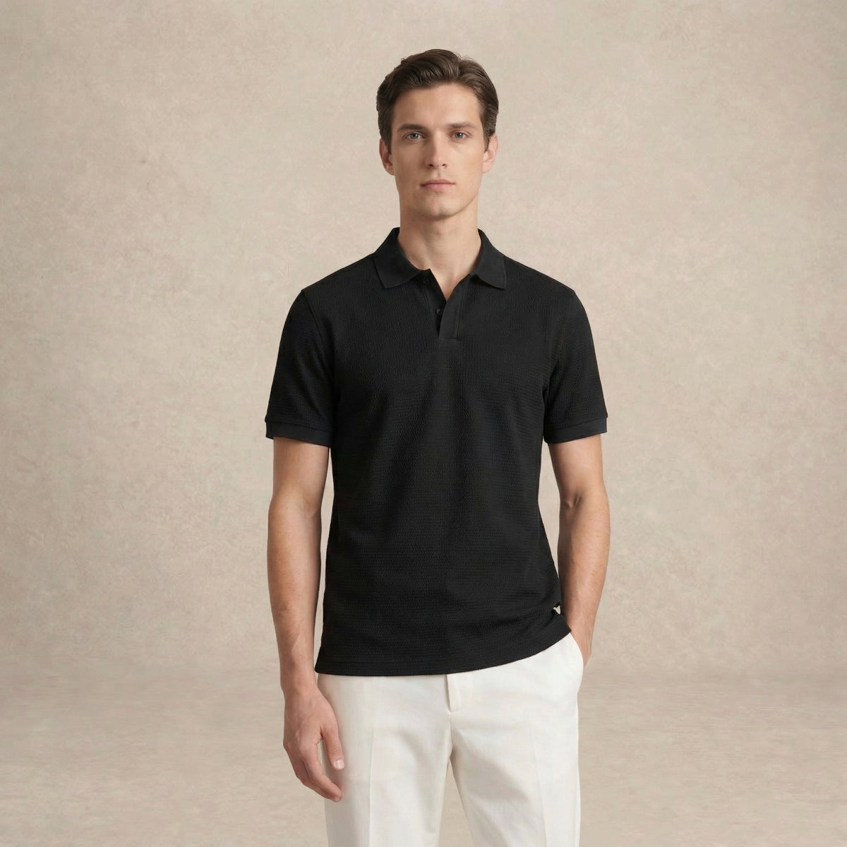 Men's Textured Polo T-Shirt