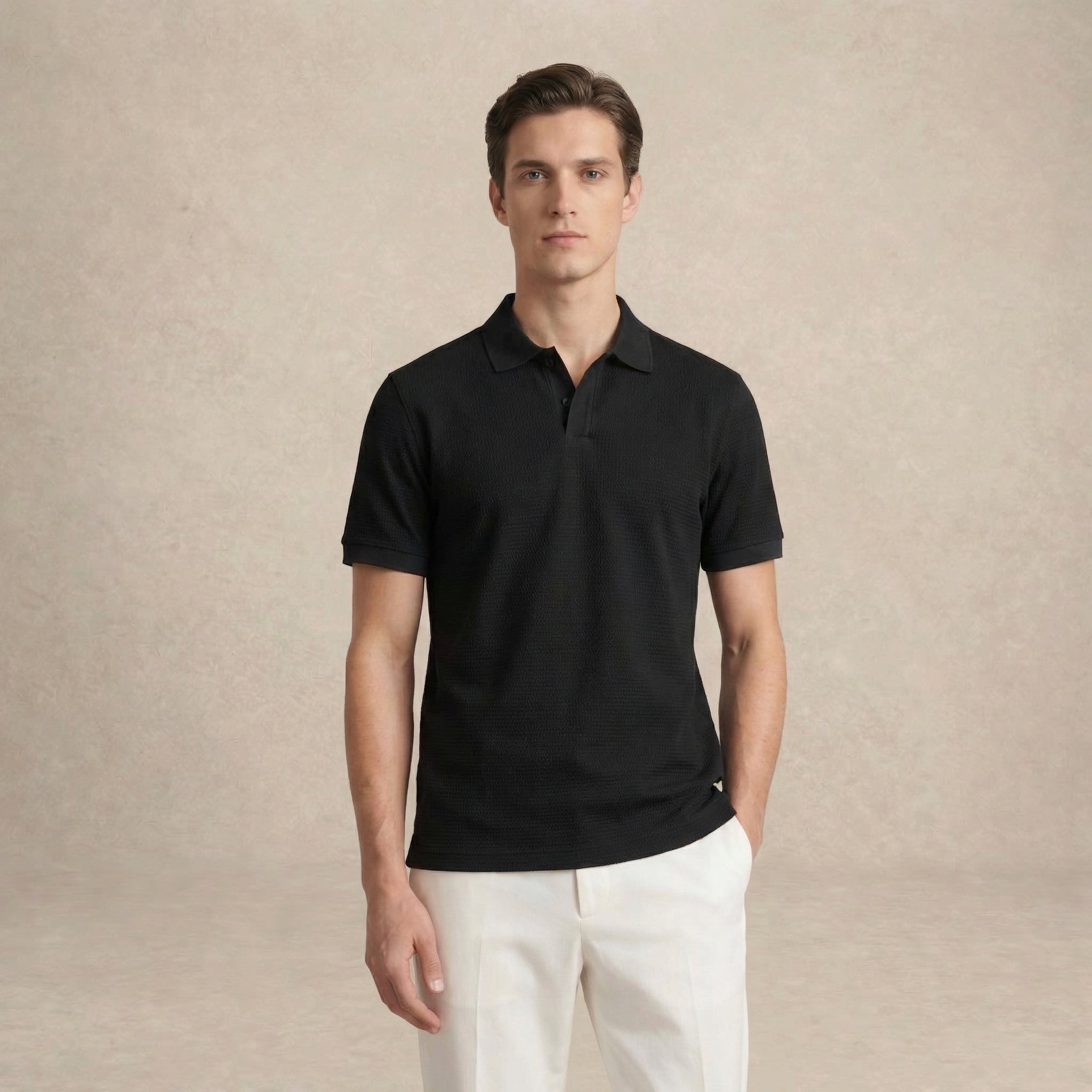 Men's Textured Polo T-Shirt