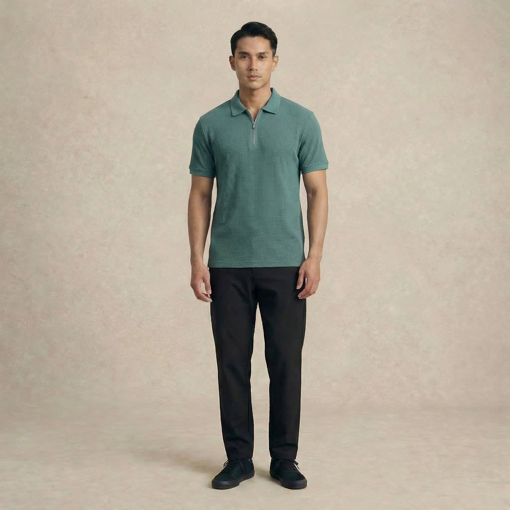Men's Waffle-Knit Polo Shirts