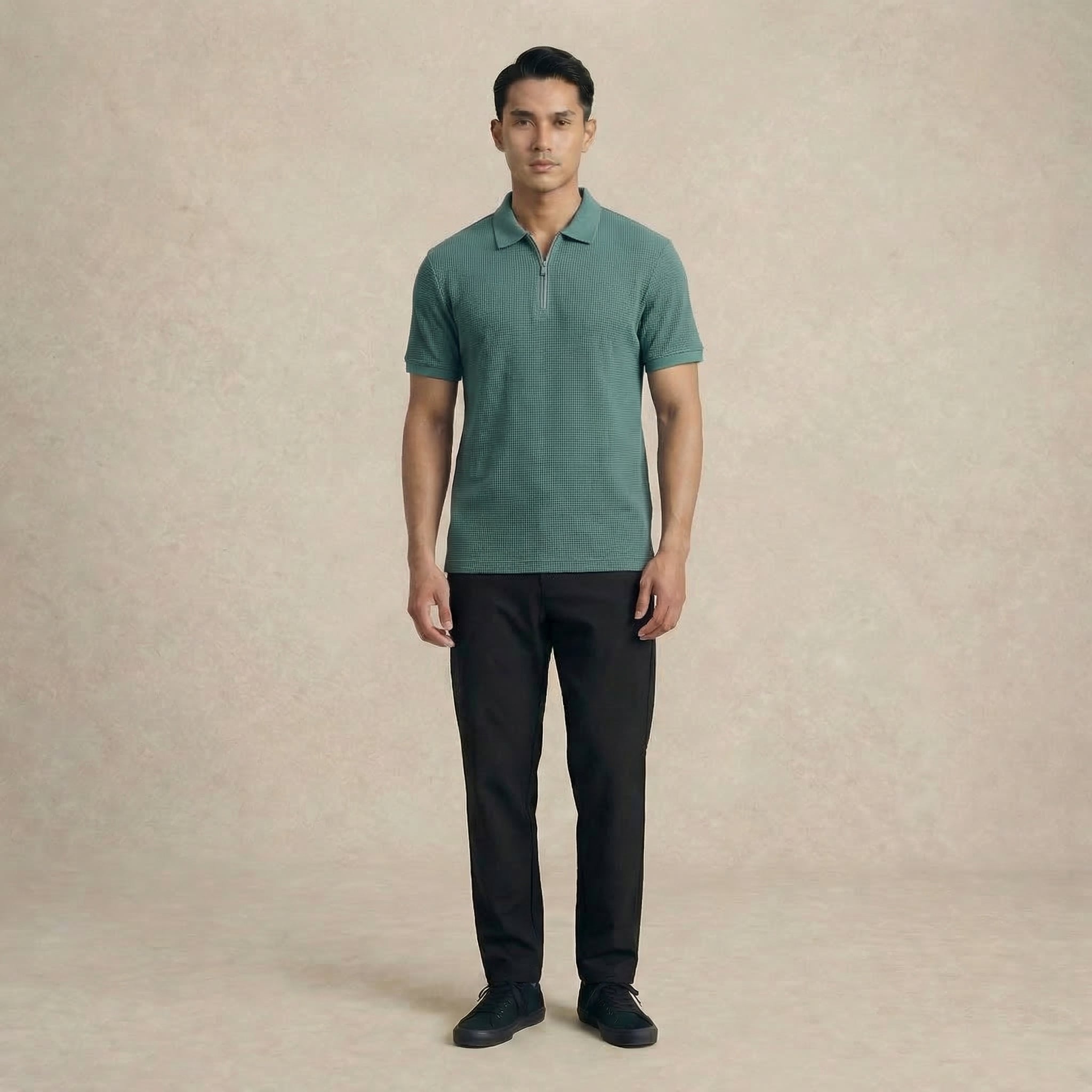 Men's Waffle-Knit Polo Shirts