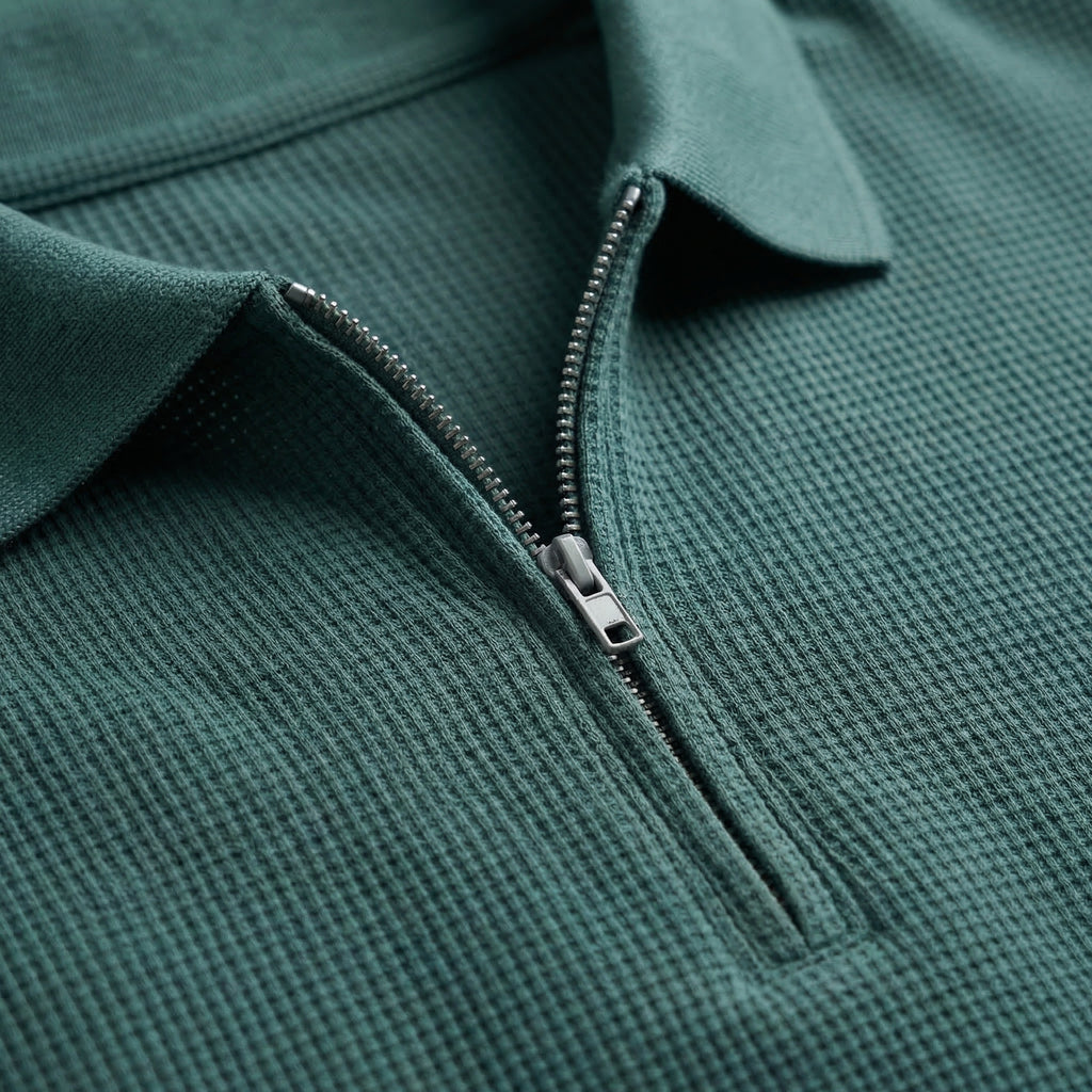 Men's Waffle-Knit Polo Shirts