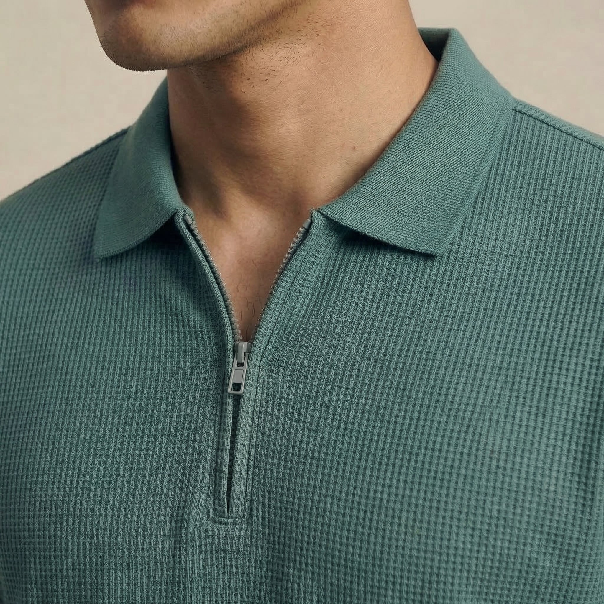 Men's Waffle-Knit Polo Shirts
