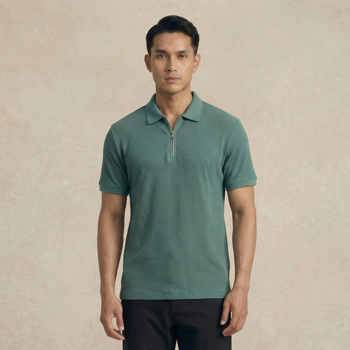 Men's Waffle-Knit Polo Shirts
