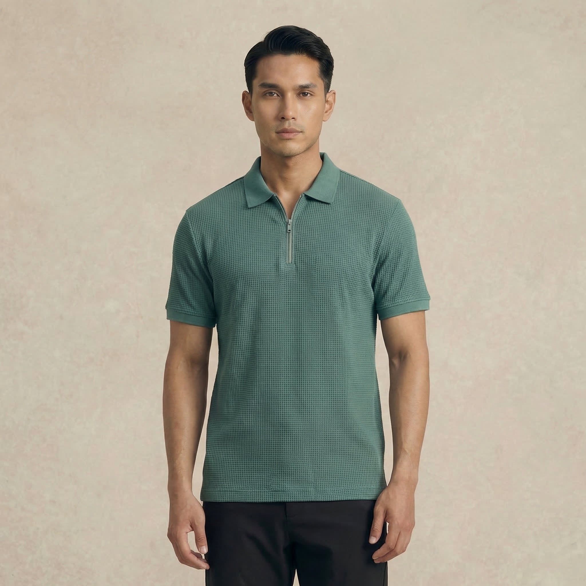 Men's Waffle-Knit Polo Shirts