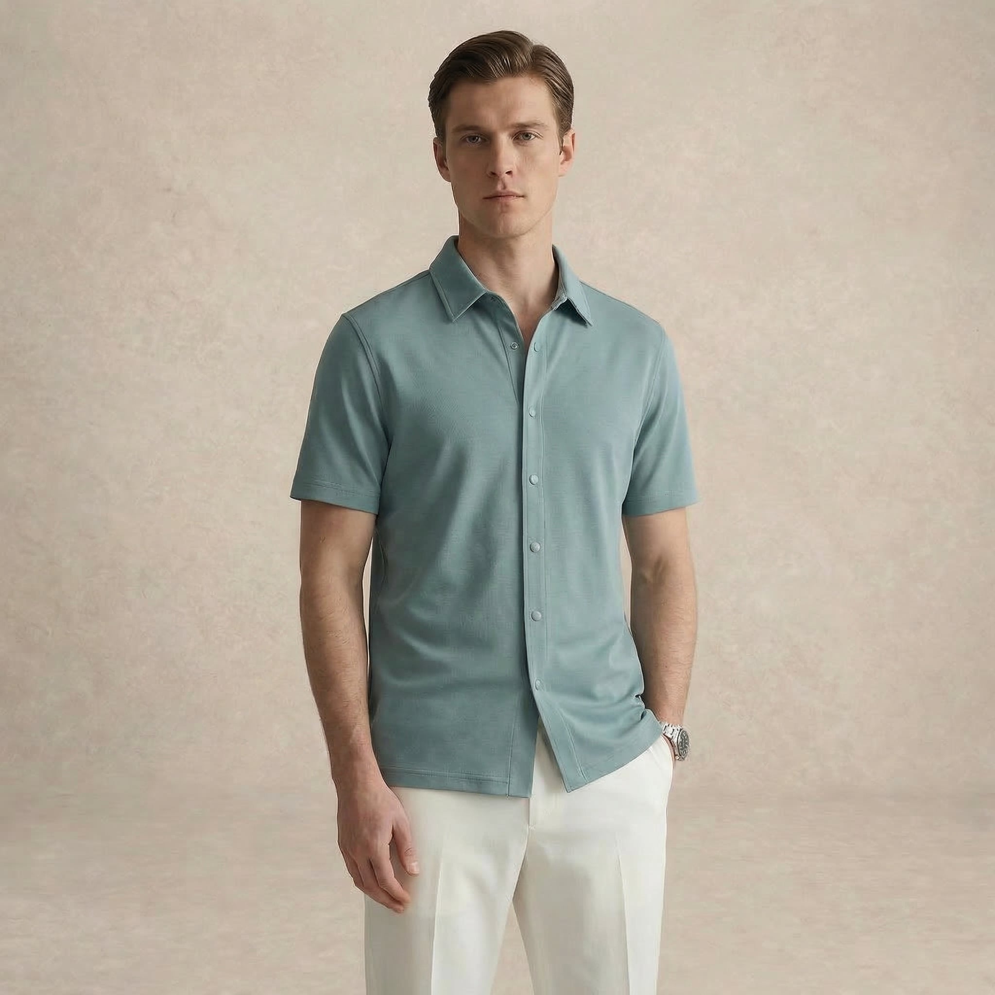 Men Front Snap-Button Shirt