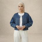 Round Neck Denim Jacket