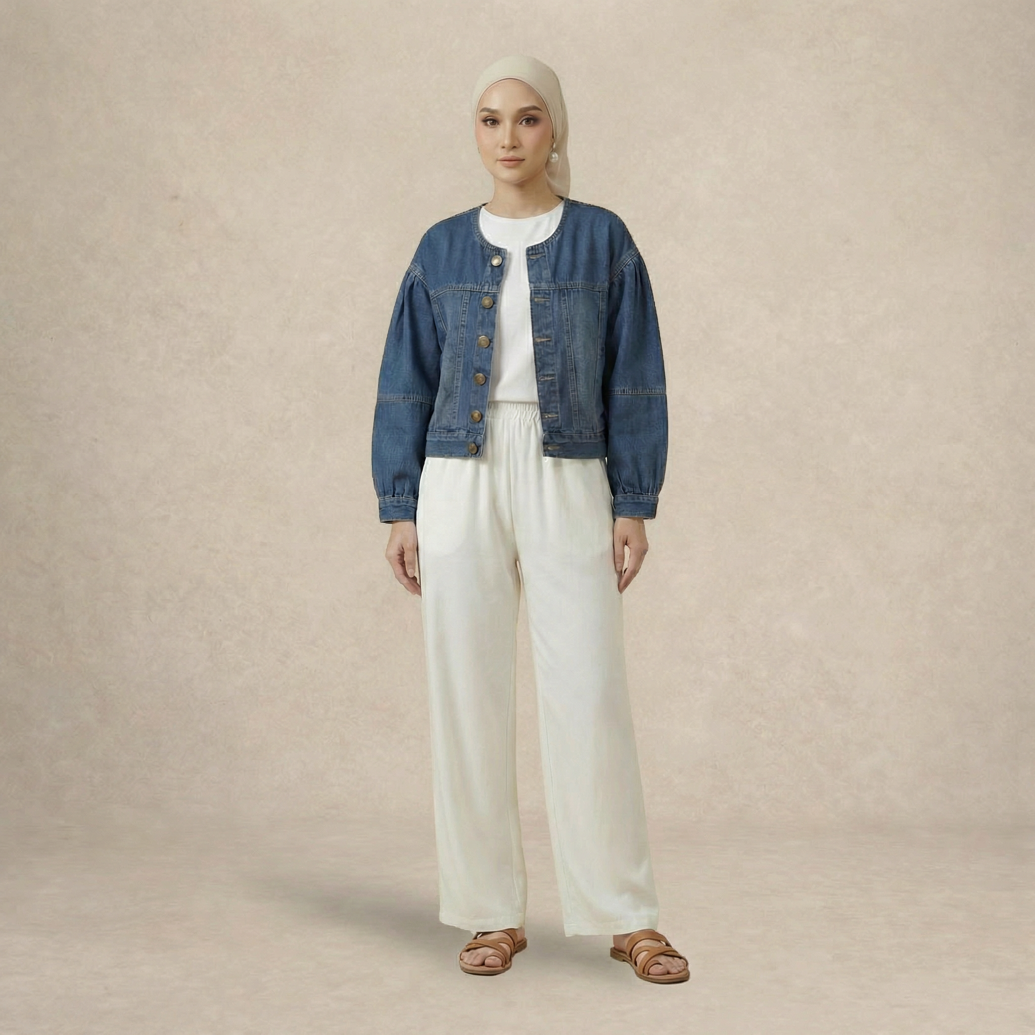 Round Neck Denim Jacket