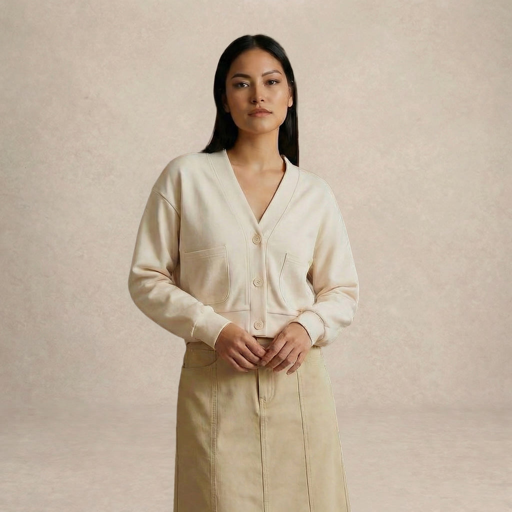 Cropped Button-Up Cardigan