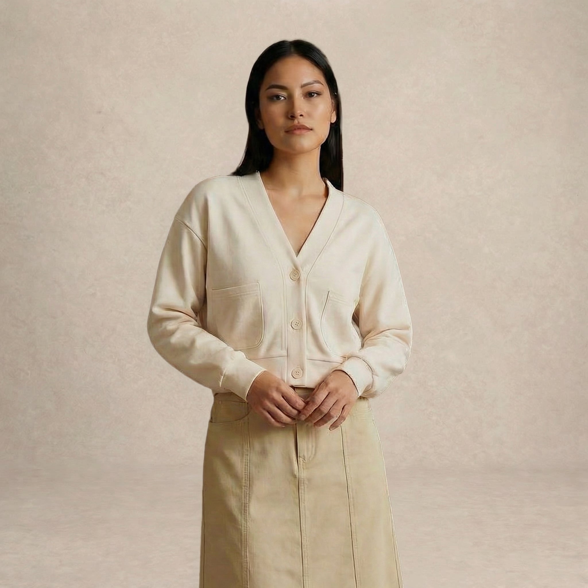 Cropped Button-Up Cardigan