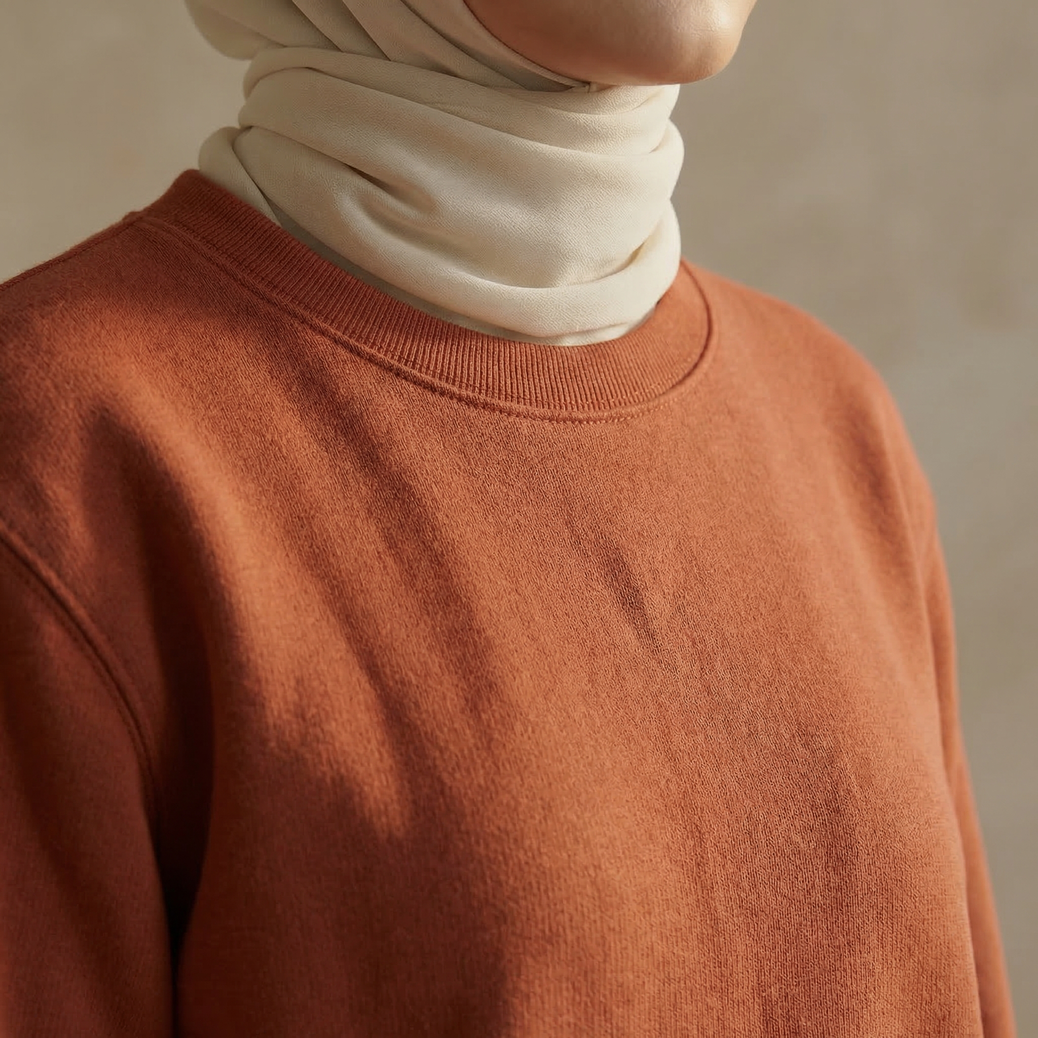 Ladies Sweatshirt Ribbed Cotton Blend