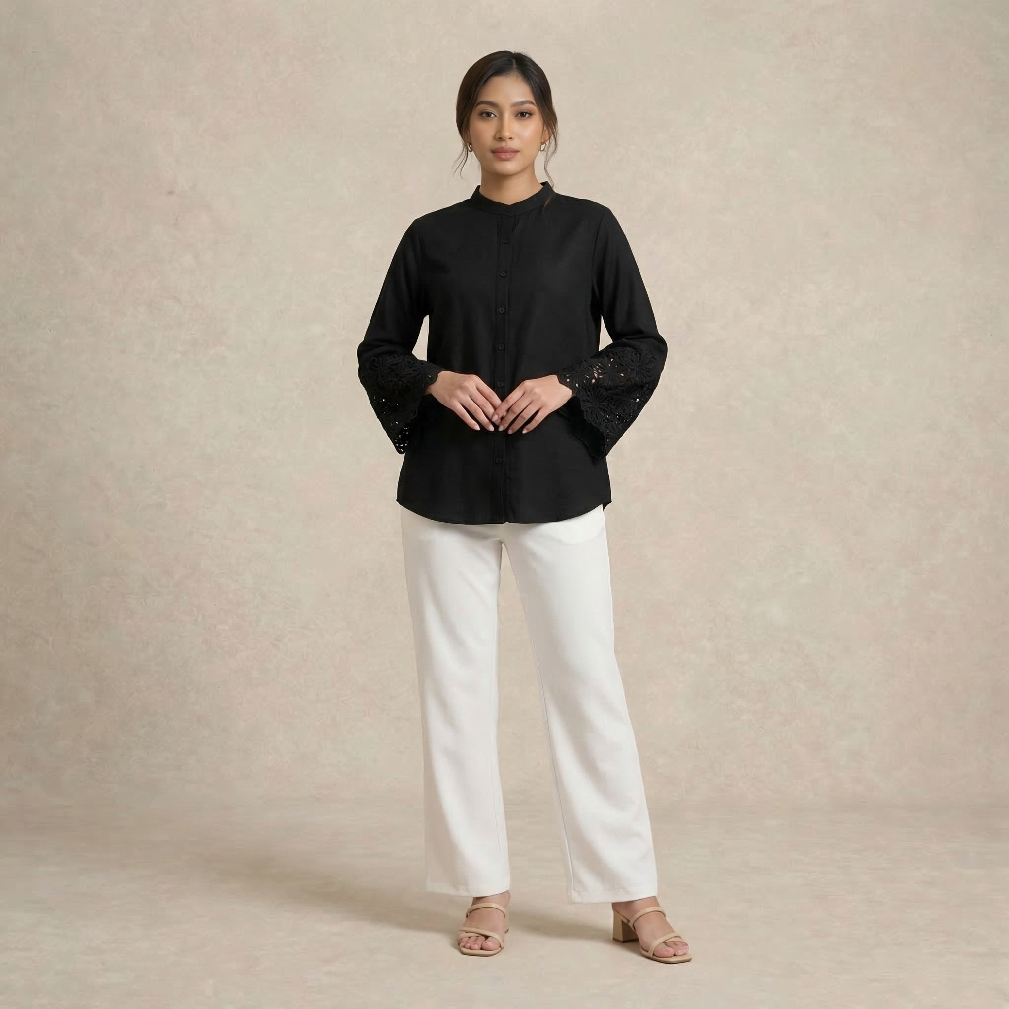 Embroidered Bell Sleeves Blouse