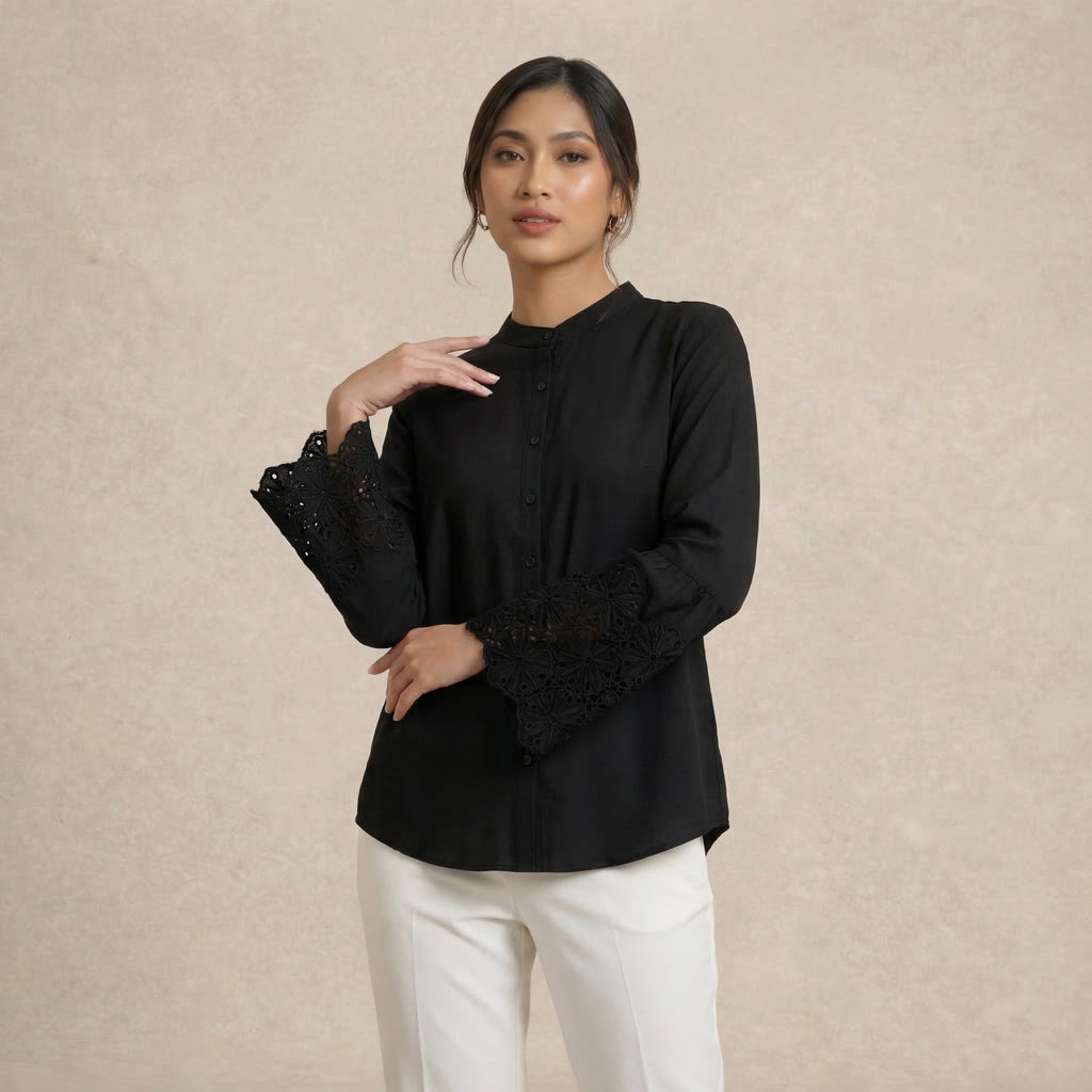 Embroidered Bell Sleeves Blouse