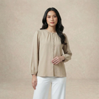 Modest Blouse Long Puff Sleeves