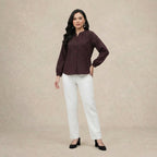 Checkered Puff Sleeve Blouse