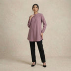 Tunic Blouse with Hidden Button Placket