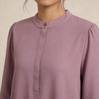 Tunic Blouse with Hidden Button Placket