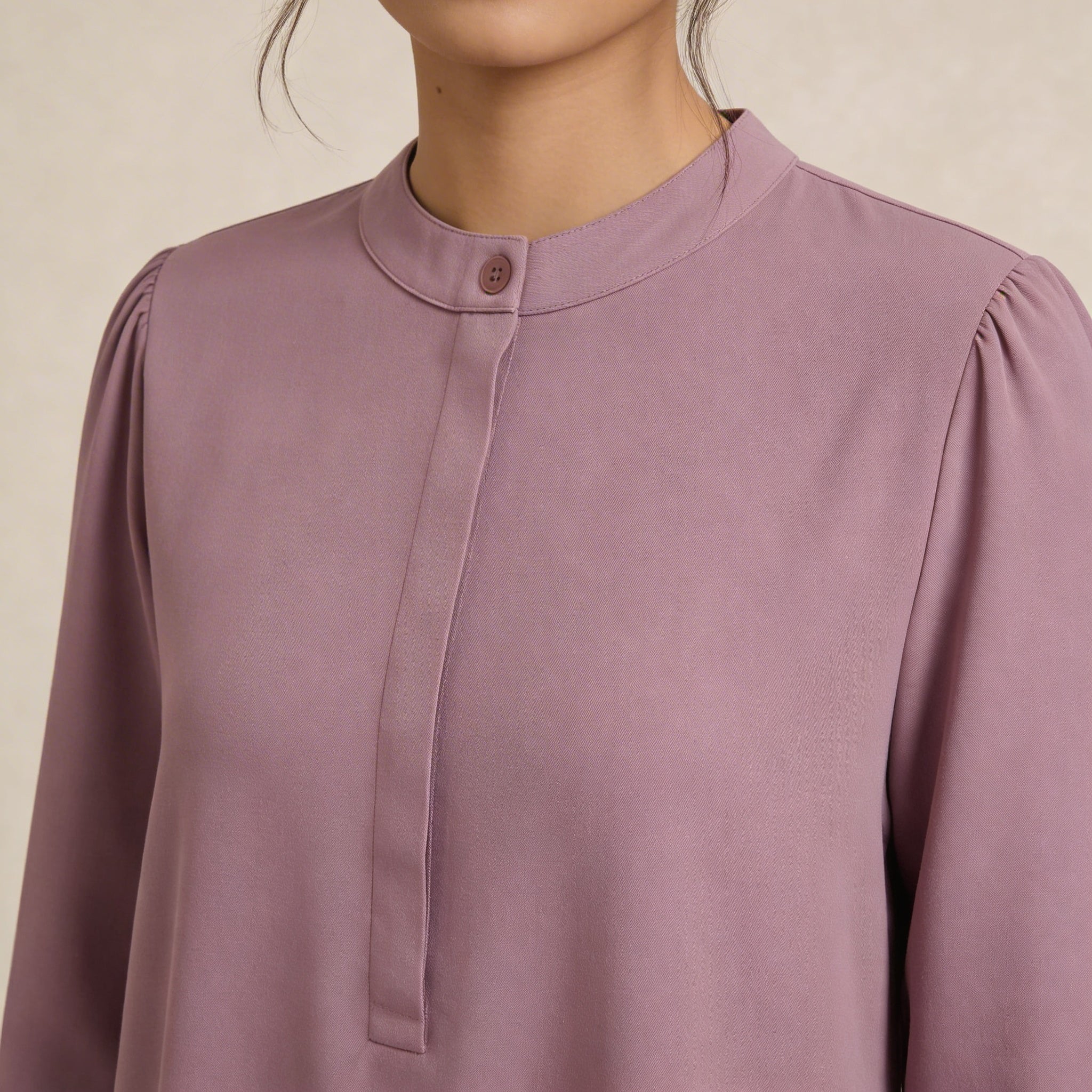 Tunic Blouse with Hidden Button Placket
