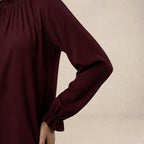 Long Sleeve Blouse with Ruffle Neckline