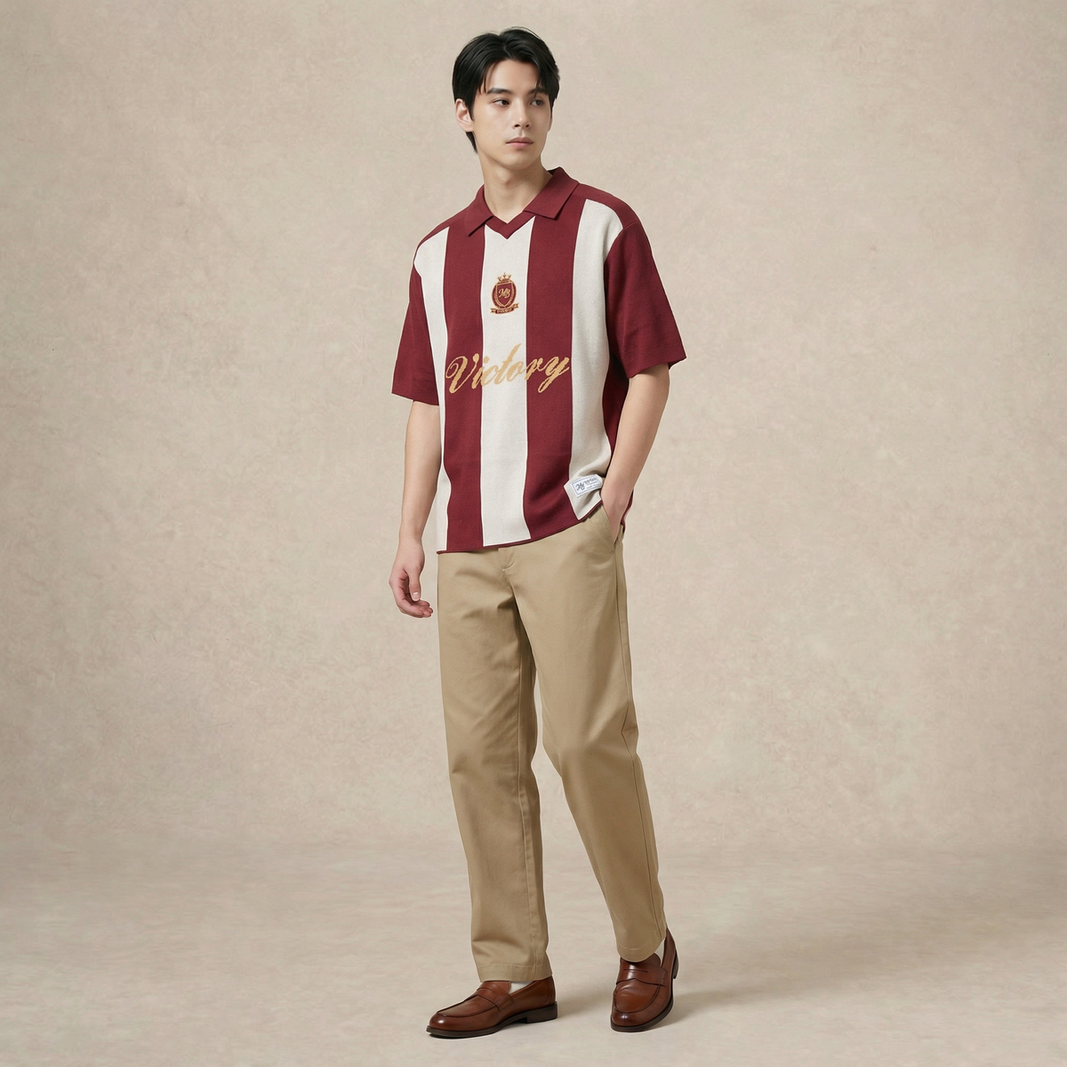 Victory Stripe Knit Polo