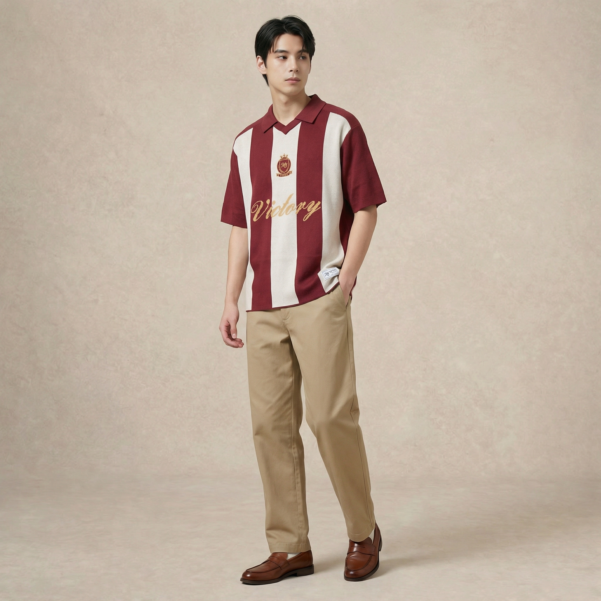 Victory Stripe Knit Polo