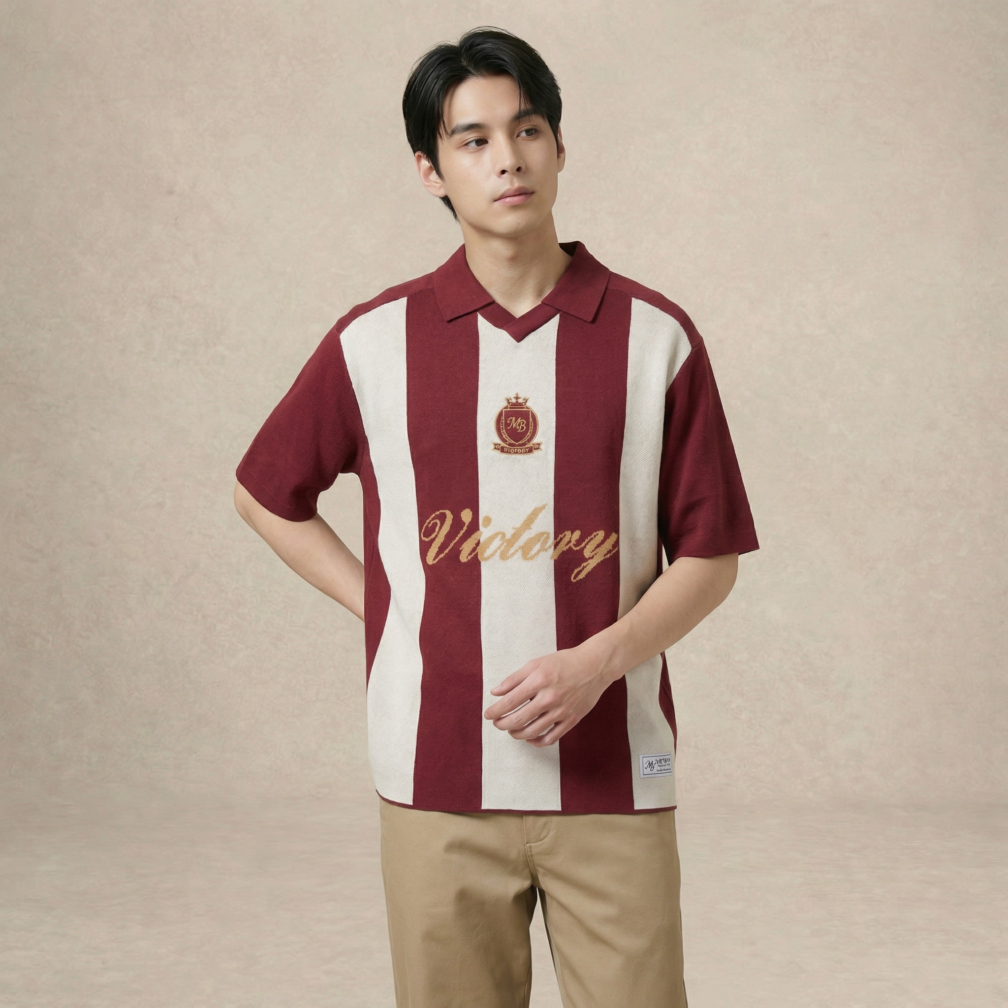 Victory Stripe Knit Polo
