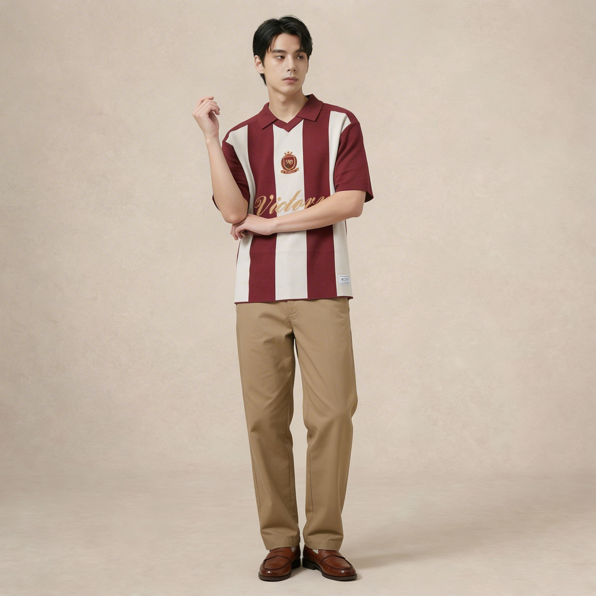 Victory Stripe Knit Polo