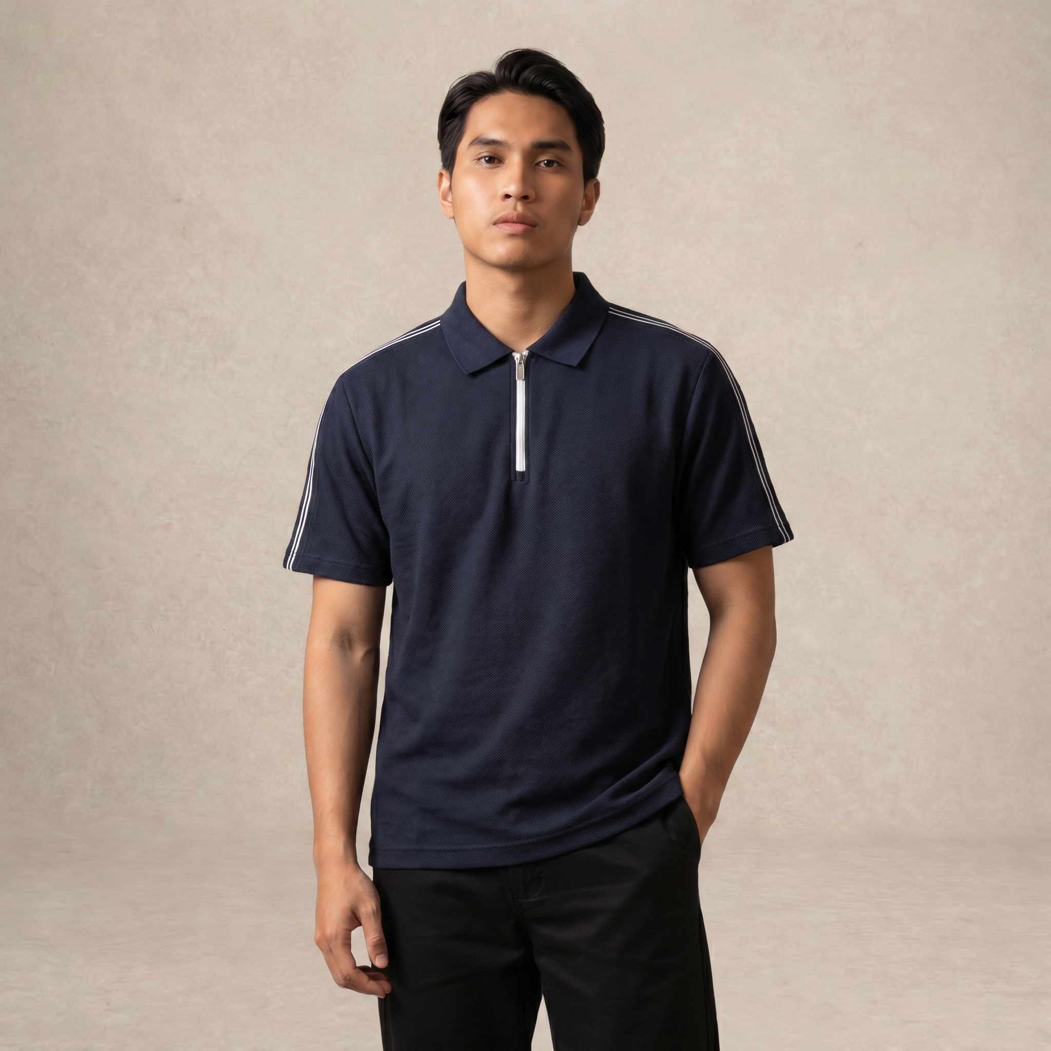 Track Collar Zip Polo Tee