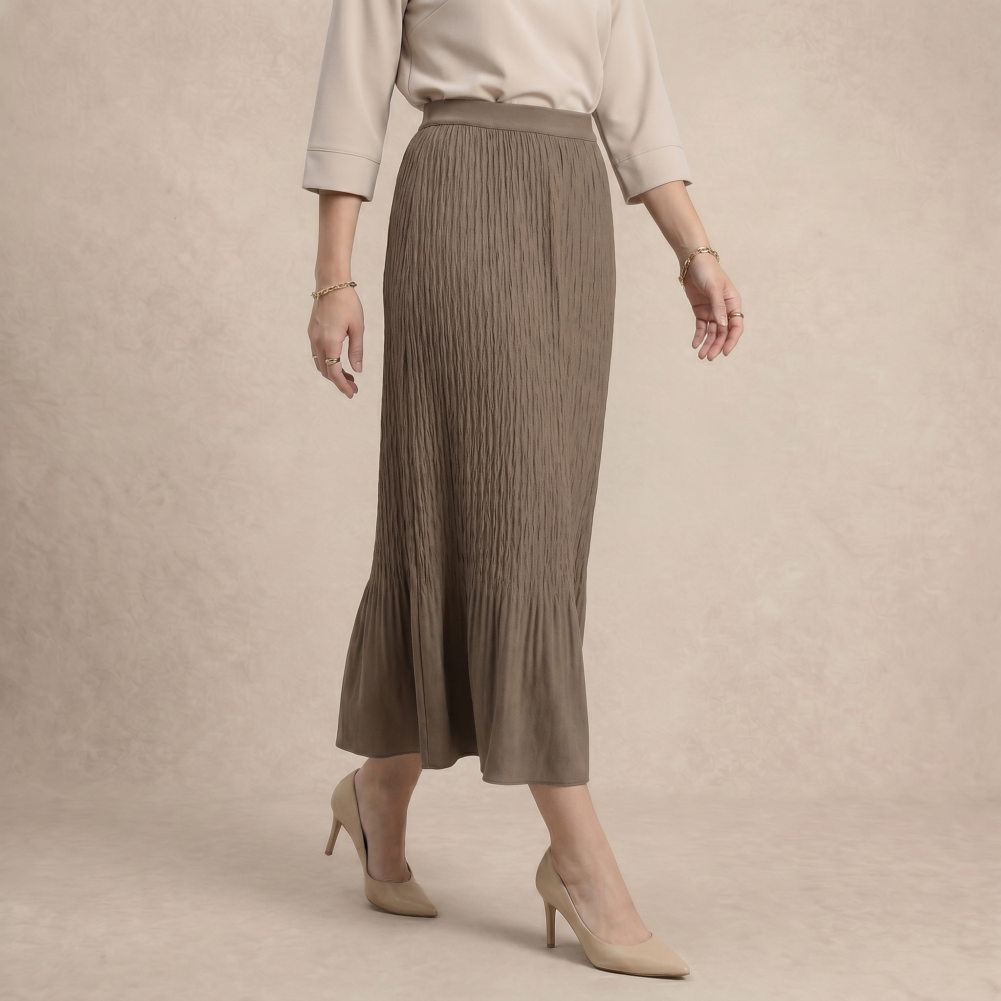 Ladies Smocked Maxi Skirt