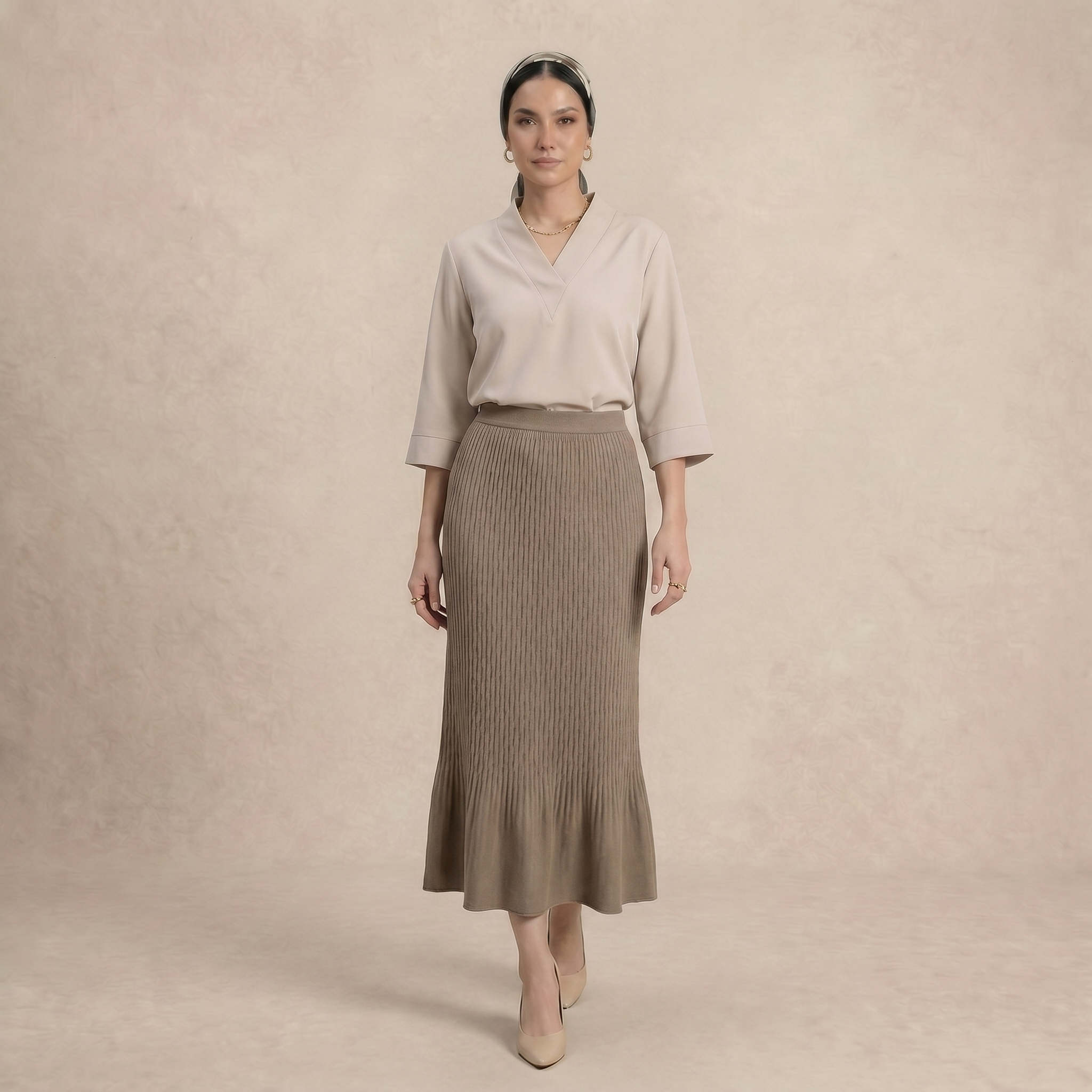 Ladies Smocked Maxi Skirt
