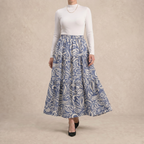 Printed Multi-Tiered Maxi Skirt