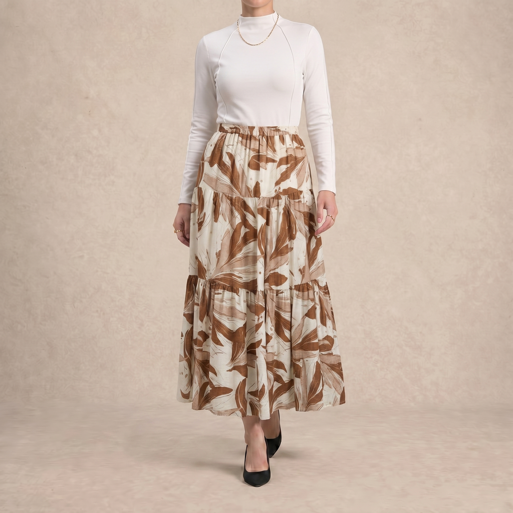 Printed Multi-Tiered Maxi Skirt