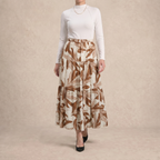 Printed Multi-Tiered Maxi Skirt