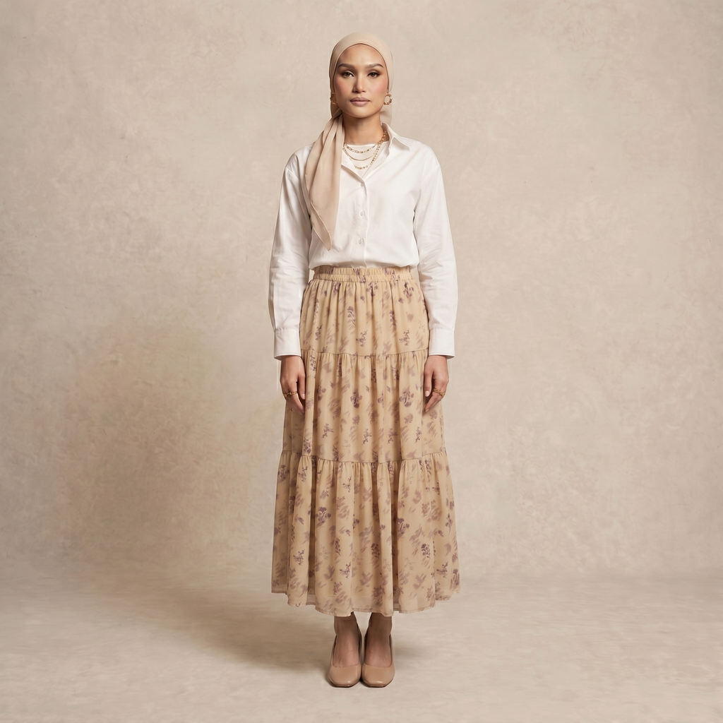 Printed Multi-Tiered Maxi Skirt L2
