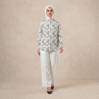Ladies Printed Button Cuff Blouse
