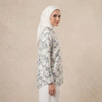 Ladies Printed Button Cuff Blouse
