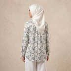 Ladies Printed Button Cuff Blouse