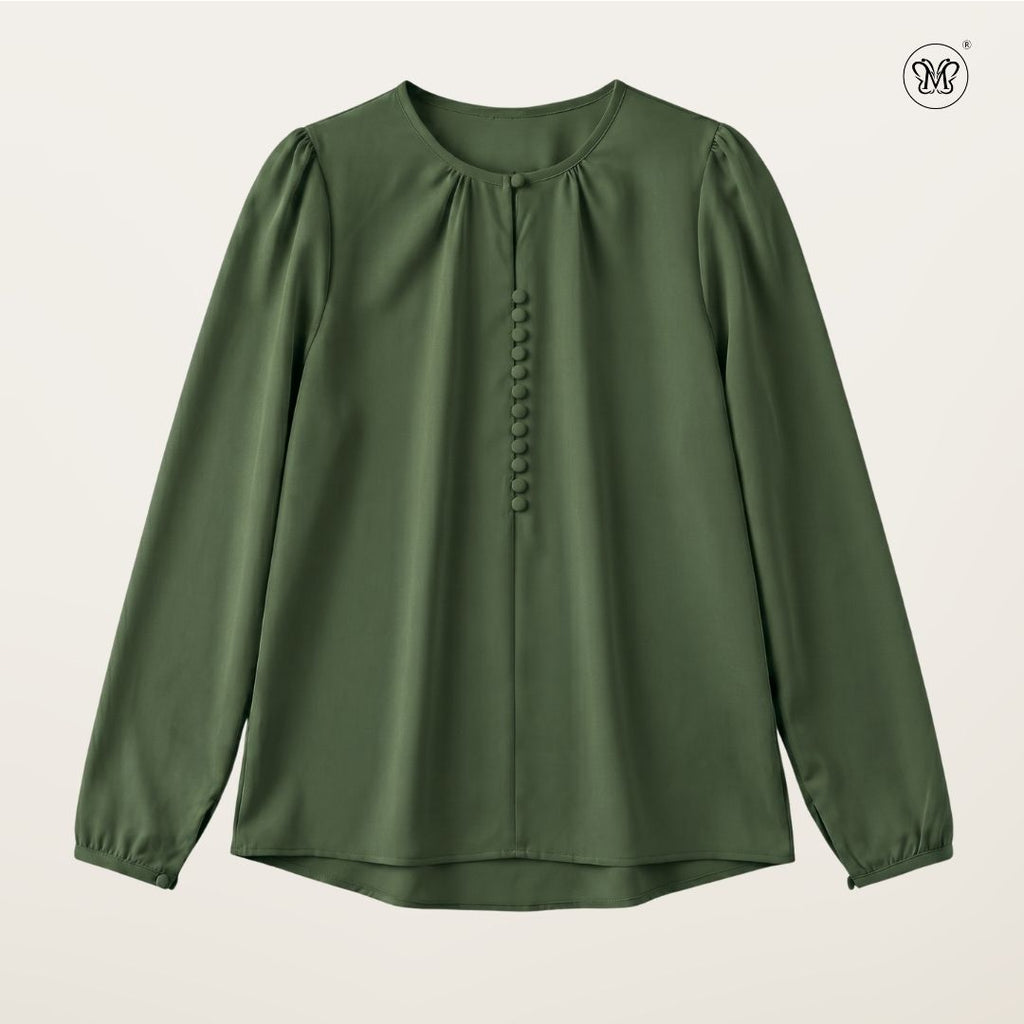 Modest Blouse Long Puff Sleeves